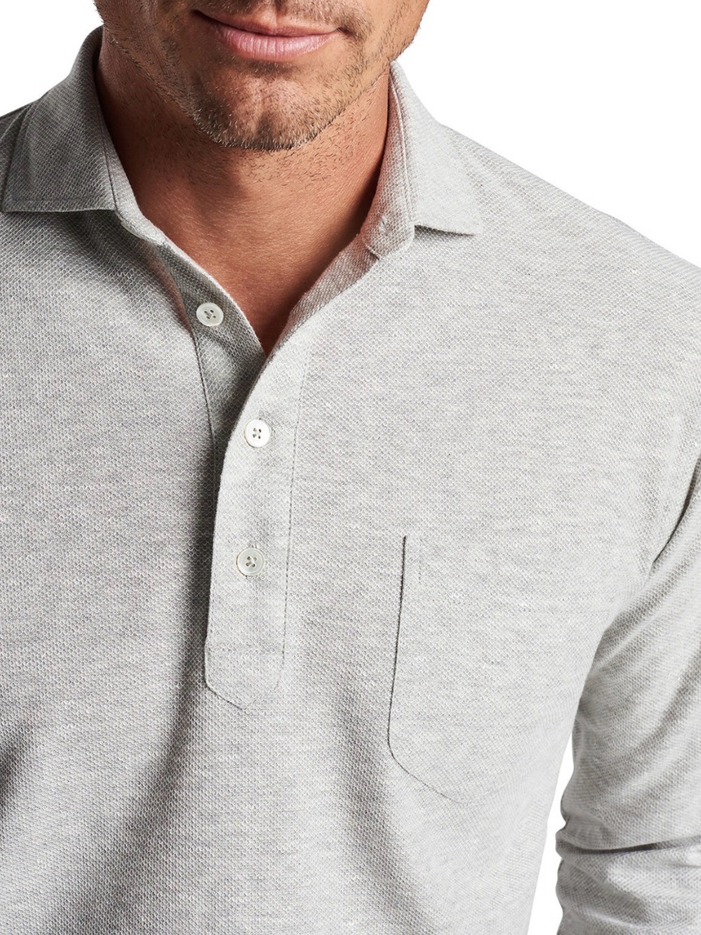 Peter Millar Crown Crafted Croxley XL Gray Linen Blend Long Sleeve Polo New $225